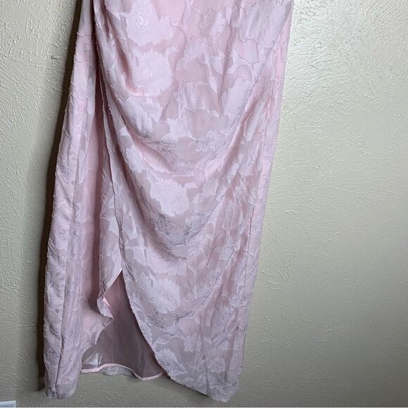 Lulus Dreamy Desires Blush Pink Floral Burnout One Shoulder Midi Dress - Picture 5 of 14